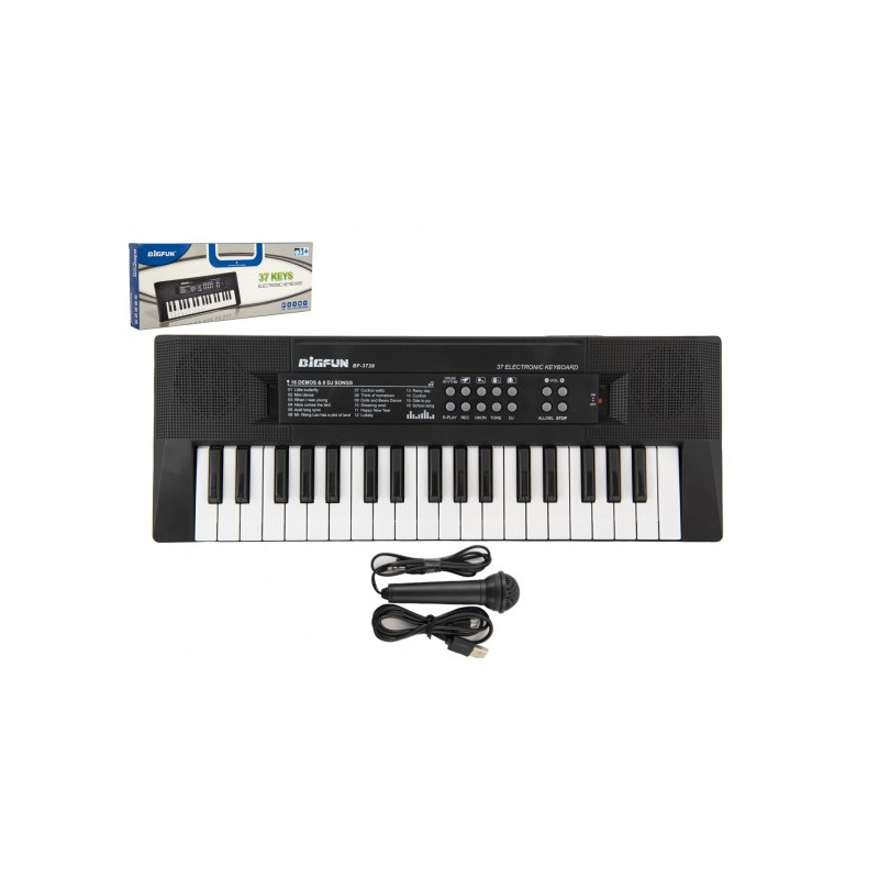 Teddies Pianko/Varhany/Klávesy 37 kláves plast napájení na USB + mikrofon 40cm v krabici 41x15x4cm 00850280-XG