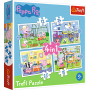 Puzzle 4v1 Peppa Pig/Prásátko Pepa Vzpomínka na prázdniny v krabici 28x28x6cm