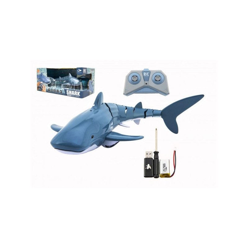 Teddies Žralok RC plast 35cm na dálkové ovládání +dobíjecí pack v krabici 38x17x20cm 00850316-XG