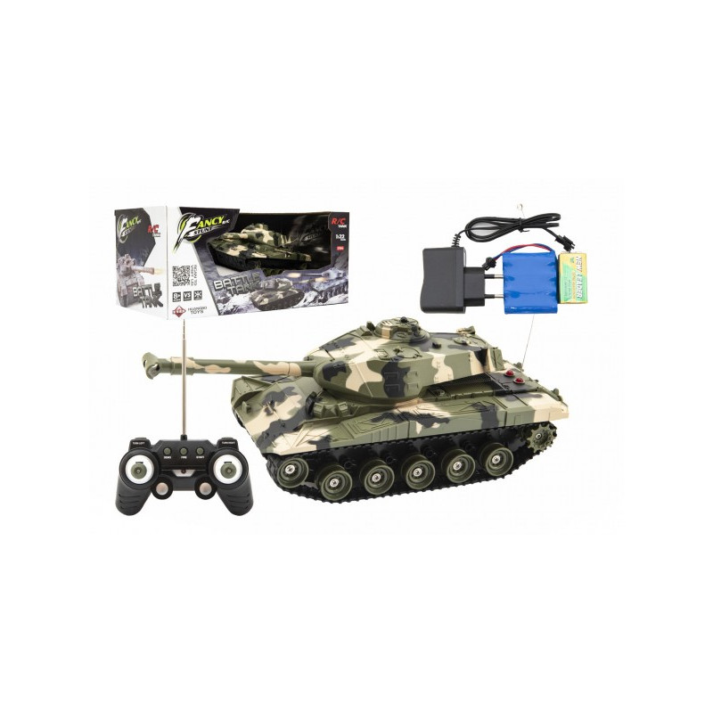 Teddies Tank RC plast 27cm 27MHz na baterie+dobíjecí pack se zvukem v krabici 37x17x19cm 00850541-XG