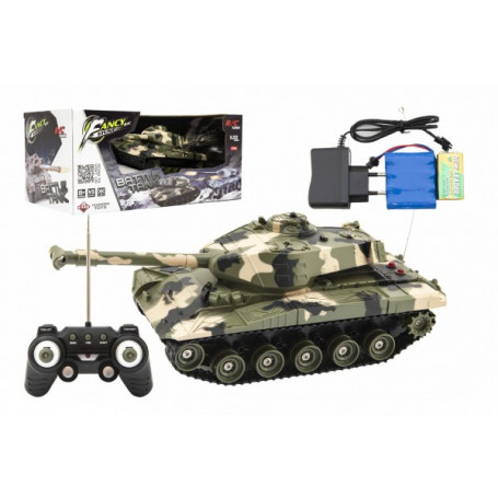 Tank RC plast 27cm 27MHz na baterie+dobíjecí pack se zvukem v krabici 37x17x19cm