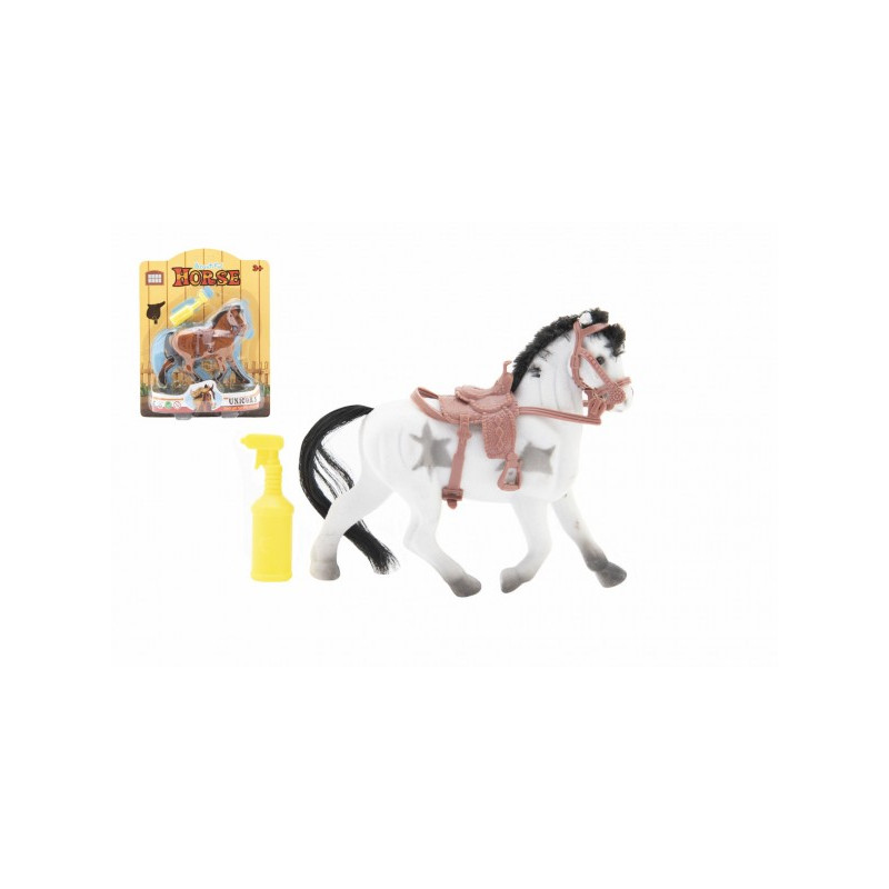 Teddies Kůň fliška 16cm se sedlem s doplňkem 3 barvy na kartě 00850382-XG