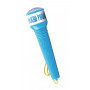 Mikrofon karaoke modrý plast na baterie se světlem se zvukem v krabici 17x34x7cm