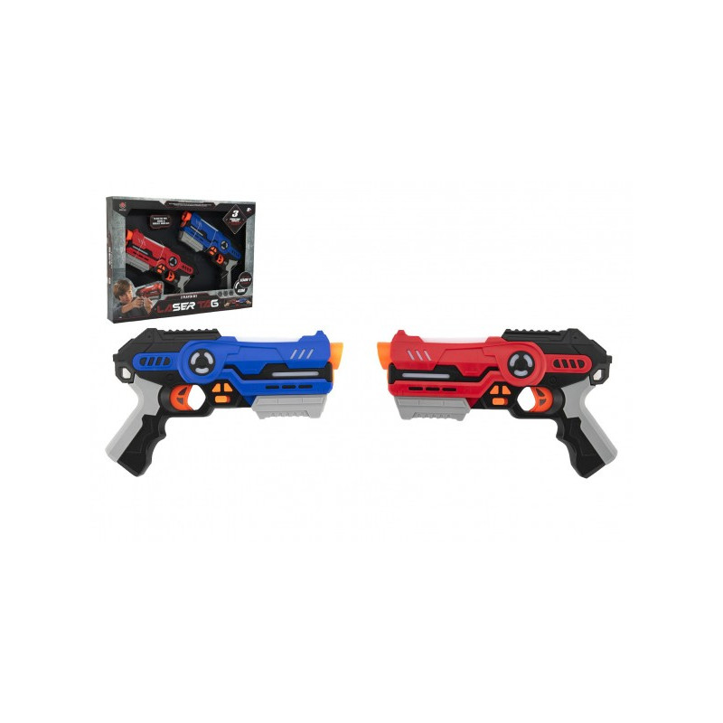 Teddies Pistole 2ks laser game plast 25cm na baterie se zvukem a se světlem v krabici 46x33x6cm 00850498-XG