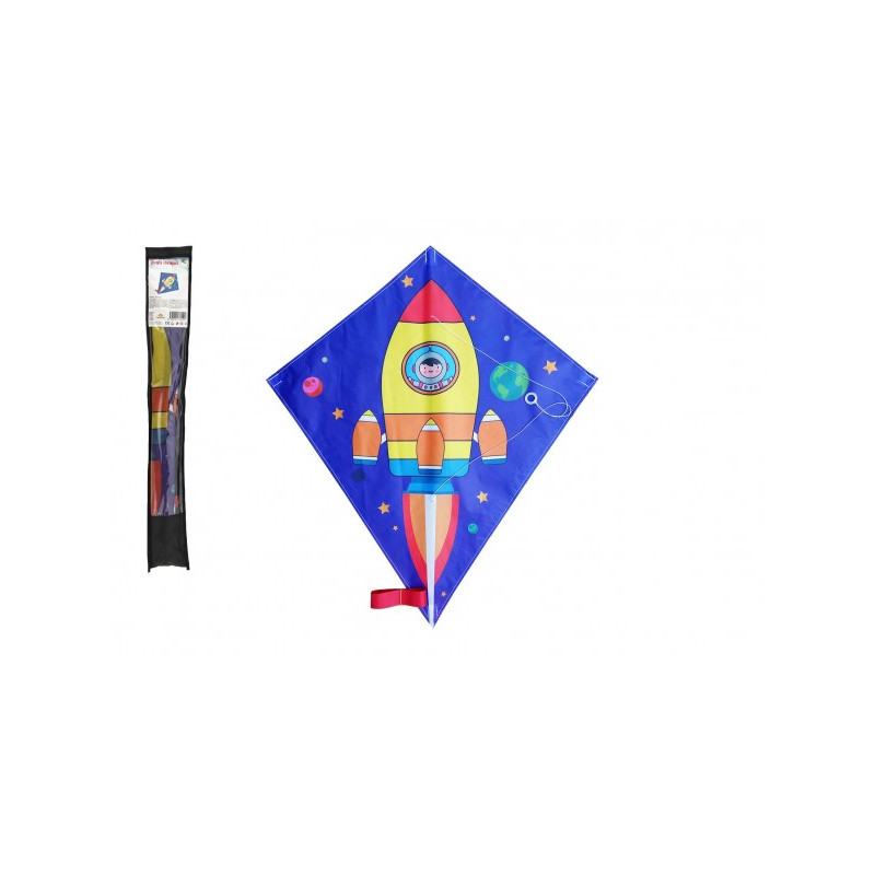 Teddies Drak létající nylon 70x60cm kosmická raketa v sáčku 10x72cm 00850552-XG