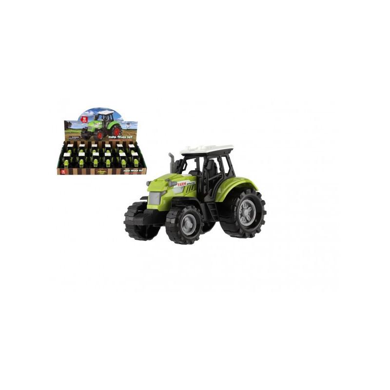 Teddies Traktor plast 11cm na baterie na volný chod se světlem, zvukem 12ks v boxu 00850792-XG