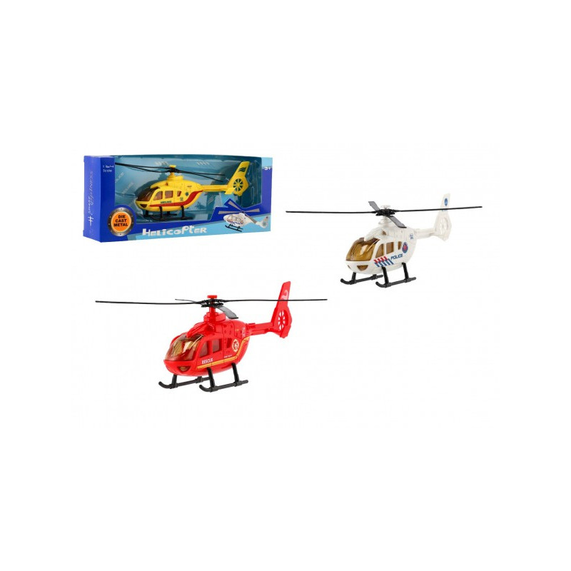 Teddies Vrtulník/Helikoptéra záchranných složek kov/plast 18cm 3 druhy v krabičce 26x10x5cm 00310021-XG