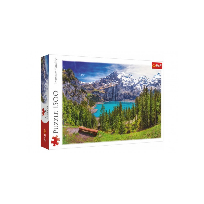 Trefl Puzzle Jezero Oeschinen Alpy, Švýcarsko 1500 dílků 85x58cm v krabici 40x26x6cm 89126166-XG