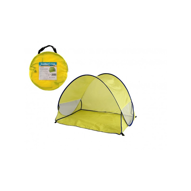 Teddies Stan plážový s UV filtrem 100x70x80cm samorozkládací polyester/kov obdelník žlutý v látkové tašce 00110024-XG