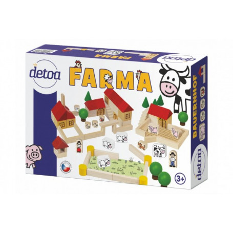 Farma stavebnice dřevo 100ks v krabici 30x20x6cm