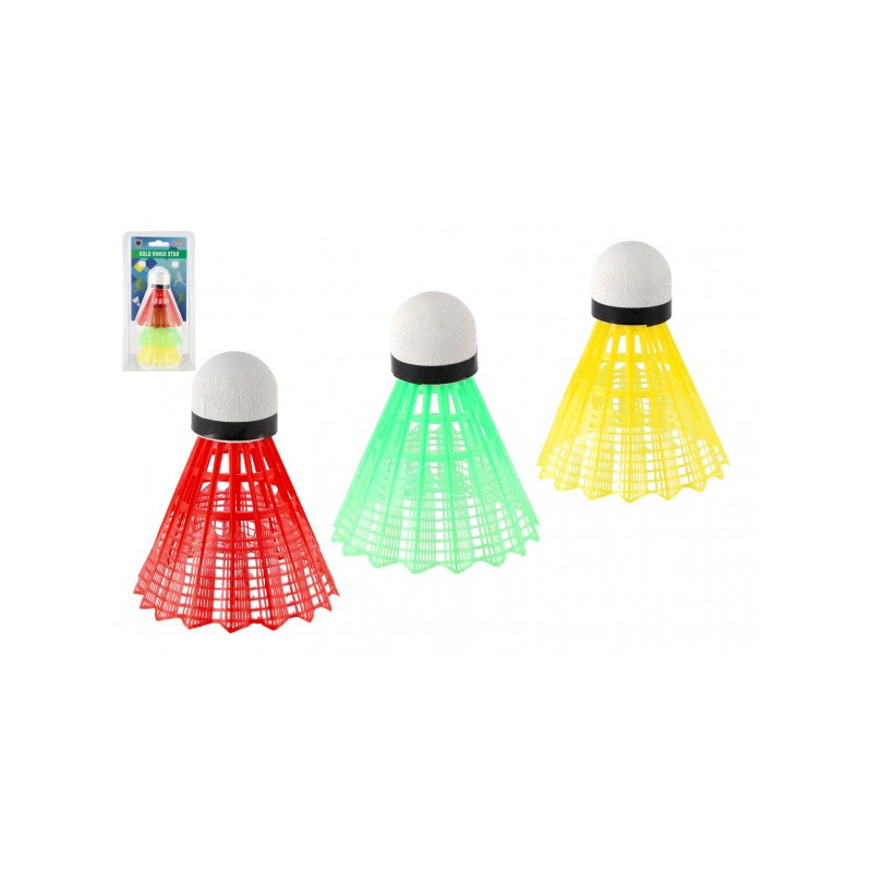 Teddies Míčky/Košíčky na badminton barevné plast 3ks na kartě 11x21cm 00850874-XG