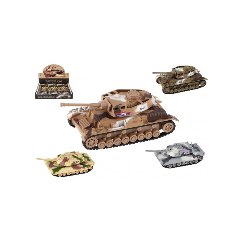 Teddies Tank kov/plast 13,5cm na setrvačník 4 barvy 12ks v boxu 00850930-XG