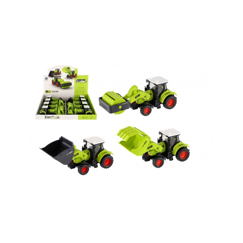 Teddies Traktor na setrvačník plast 16cm 3 druhy 8ks v boxu 00850670-XG