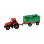Traktor Zetor s vlekem plast 36cm na setrvačník na bat. se světlem se zvukem v krabici 39x13x13cm