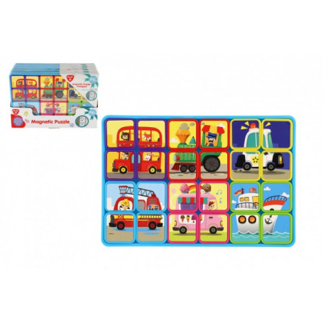 Puzzle magnetické deskové doprava plast ve fólii 30x20x1cm 12ks v boxu 24m+