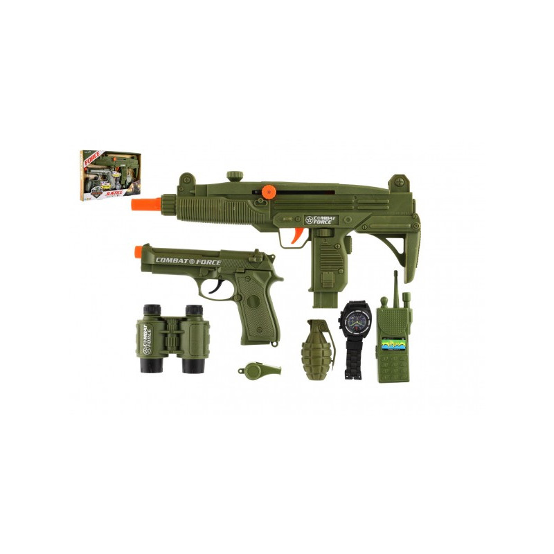 Teddies Samopal na setrvačník + pistole klapací plast s doplňky v krabici 40x16x4cm 00850951-XG