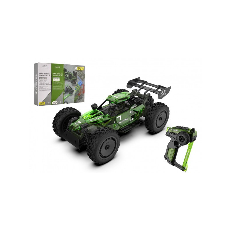 Teddies Auto RC buggy plast 22cm stavebnice 24MHz na baterie zelené v krabici 34x25x7cm 00861052-XG