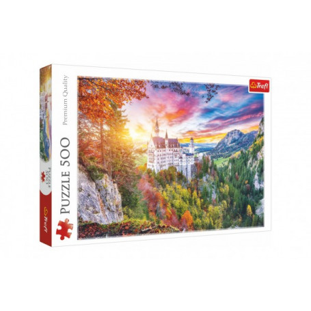 Puzzle Pohled na zámek Neuschwanstein, Německo 500 dílků 48x34cm v krabici 40x26,5x4,5cm