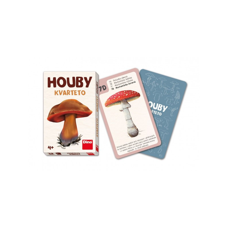 Dino Kvarteto Houby společenská hra karty 32ks v papírové krabičce 7x11x1cm 21606005-XG