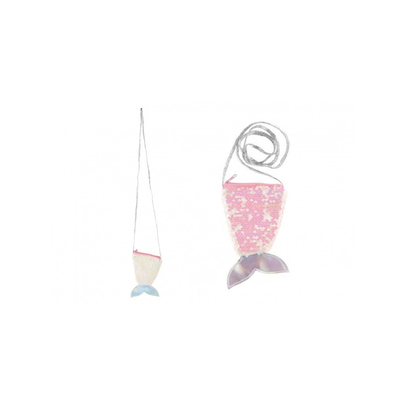 Teddies Kabelka mořská panna s flitry měnícími látková růžová 10x16cm v sáčku 00861203-XG