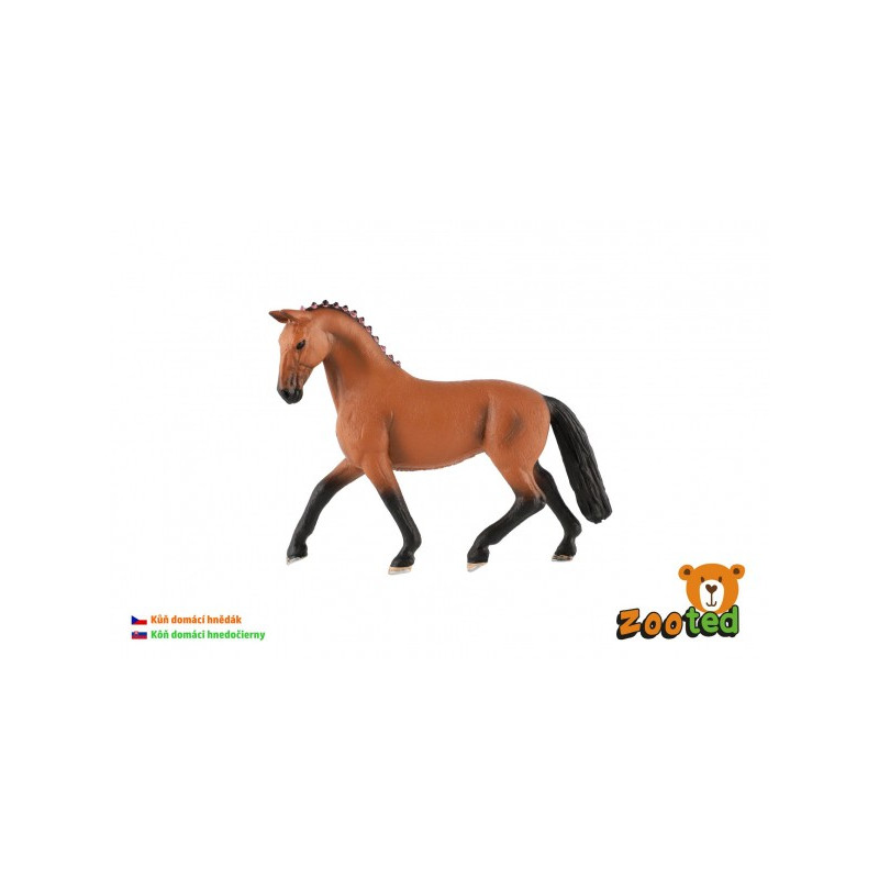 ZOOted Kůň domácí hnědák zooted plast 13cm v sáčku 00861104-XG