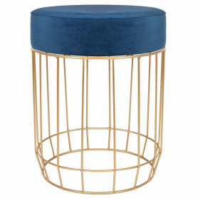 Taburet polstrovaný SPRINGOS PUF tmavě modrý