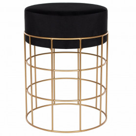 Taburet polstrovaný SPRINGOS PULA černý