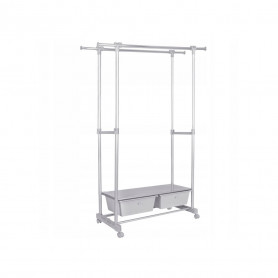 Stojan na šaty s policemi pojízdný SPRINGOS MEGA šedý/chrom