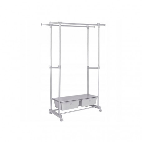Stojan na šaty s policemi pojízdný SPRINGOS MEGA šedý/chrom