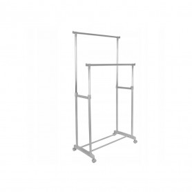 Stojan na šaty pojízdný SPRINGOS DOUBLE šedý/chrom