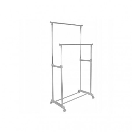 Stojan na šaty pojízdný SPRINGOS DOUBLE šedý/chrom