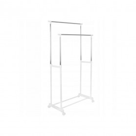 Stojan na šaty pojízdný SPRINGOS DOUBLE bílý/chrom