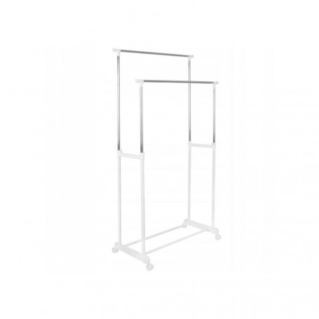 Stojan na šaty pojízdný SPRINGOS DOUBLE bílý/chrom