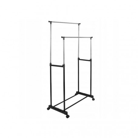 Stojan na šaty pojízdný SPRINGOS DOUBLE černý/chrom