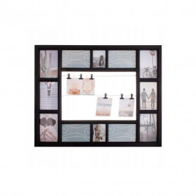 Fotorámeček na 12 fotek + 6 svorek, 63x51 cm, černý SPRINGOS PANORAMA