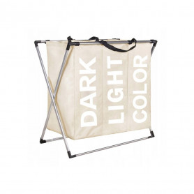 Koš na prádlo se stojanem 130L třídílný SPRINGOS krémový