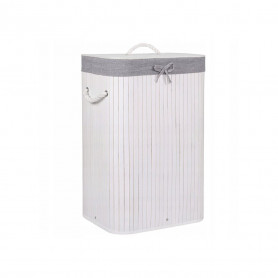 Koš na prádlo 72l SPRINGOS BAMBUS bílý/šedý