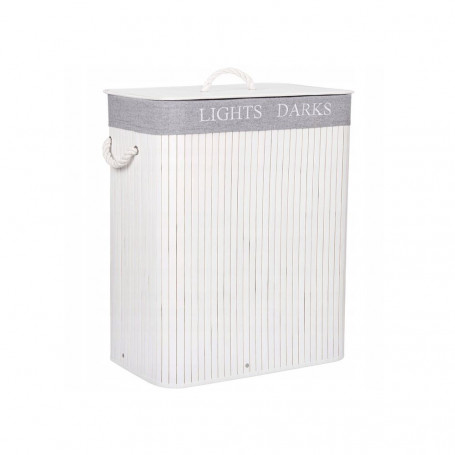 Koš na prádlo 100l dvoudílný SPRINGOS BAMBUS bílý/šedý