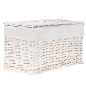 Proutěný koš s víkem 55x40x26 cm SPRINGOS HOME bílý