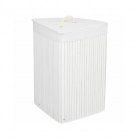 Rohový koš na prádlo 73l SPRINGOS BAMBUS bílý