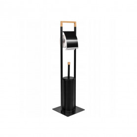 Držák na toaletní papír s WC štětkou SPRINGOS TB0005 černý/bambus