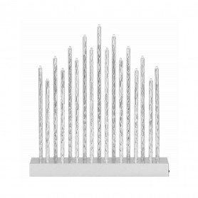 LED vánoční svícen - 17 svíček, 29cm, 3xAA, stříbrný