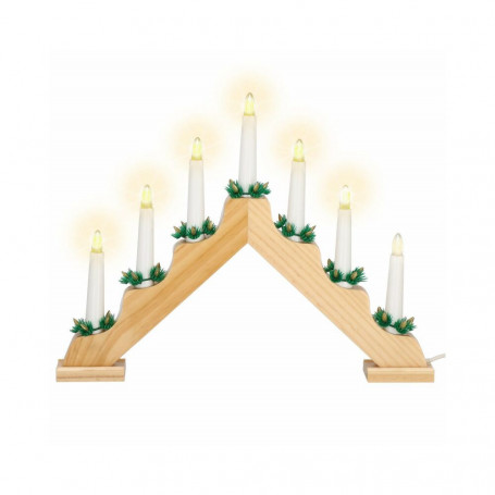 LED vánoční svícen - 7 svíček, 30cm, dřevěný
