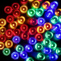 LED světelný řetěz - 10m, 100LED, 8 funkcí, 3xAA, IP44, multicolor