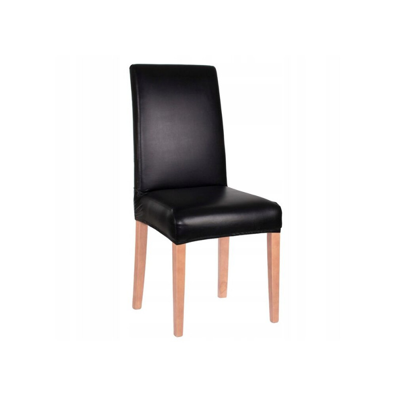 SPRINGOS Potah na židli elastický, černý, imitace kůže SPRINGOS SPANDEX HA0036-XG