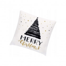 Povlak na polštář 40x40 cm Merry Christmas, bílo-černý