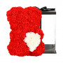 Medvídek z růží 30 cm, červený s bílým srdcem SPRINGOS ROSE BEAR