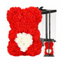 Medvídek z růží 30 cm, červený s bílým srdcem SPRINGOS ROSE BEAR