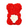 Medvídek z růží 30 cm, červený s bílým srdcem SPRINGOS ROSE BEAR