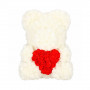 Medvídek z růží 40 cm, bílý s červeným srdcem SPRINGOS ROSE BEAR